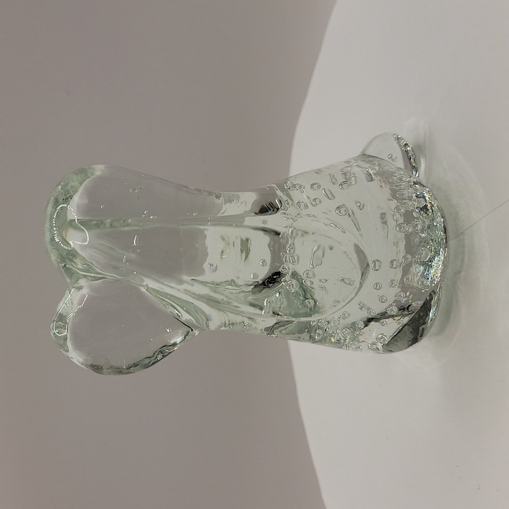Leonard Towle Clear Glass Controlled Bubble Dog Paperweight